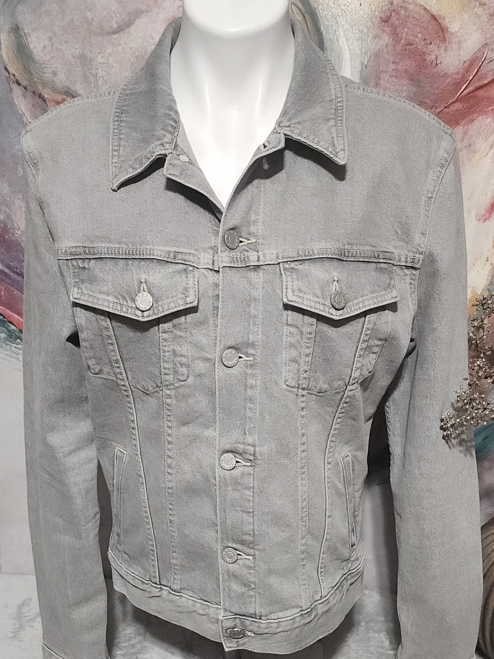 ASOS Men’s Grey Denim Jacket Skinny Fit Size S
